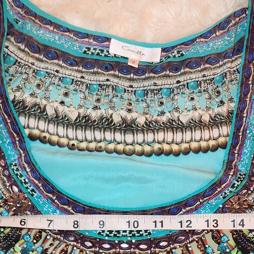 Camilla 100% Silk High Low Tuci Size 2 - Picture 13 of 14